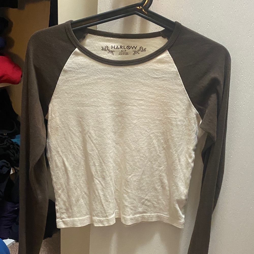 Harlow Women's Cream and Brown Long Sleeve Top